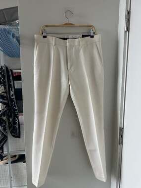 Louis Vuitton Men's Plain Rainbow Slim Fit Textured Trouser Trousers Off-White S